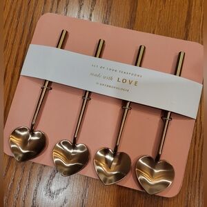 Anthropologie Bronze Heart Teaspoon Set